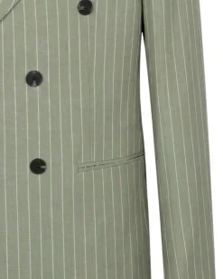 Canuti Sage Green & White Stripe Modern Fit Peak Lapel Stretch Double Breasted Seersucker Suit