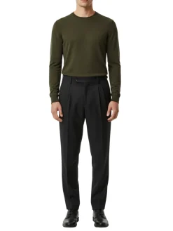 Canuti Solid Black Corduroy Pleated Front Adjustable-Tab Stretch Pants