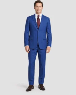 Caravelli Blue Plaid Notch Lapel Slim Fit 2-Button Suit