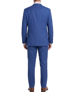 Caravelli Blue Plaid Notch Lapel Slim Fit 2-Button Suit