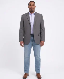 Caravelli Classic Fit Gray Hopsack Weave Two Button Stretch Blazer Sportcoat