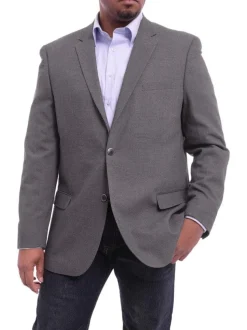 Caravelli Classic Fit Gray Hopsack Weave Two Button Stretch Blazer Sportcoat