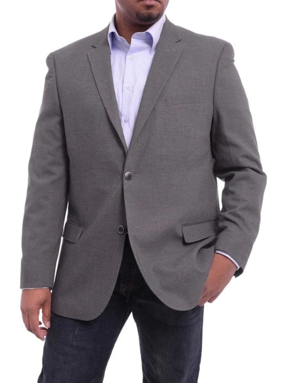 Caravelli Classic Fit Gray Hopsack Weave Two Button Stretch Blazer Sportcoat