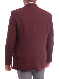 Caravelli Classic Fit Hopsack Weave Burgundy Two Button Stretch Blazer Sportcoat