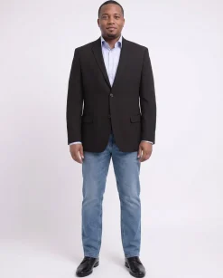 Caravelli Classic Fit Solid Black Hopsack Weave Stretch Blazer Sportcoat