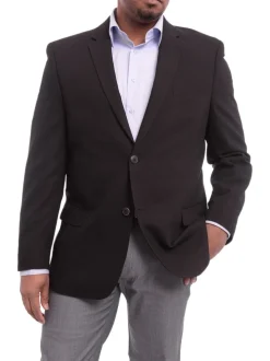 Caravelli Classic Fit Solid Black Hopsack Weave Stretch Blazer Sportcoat