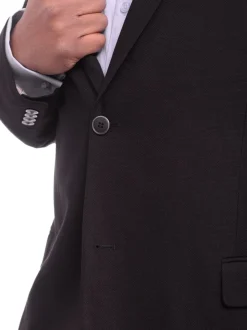 Caravelli Classic Fit Solid Black Hopsack Weave Stretch Blazer Sportcoat