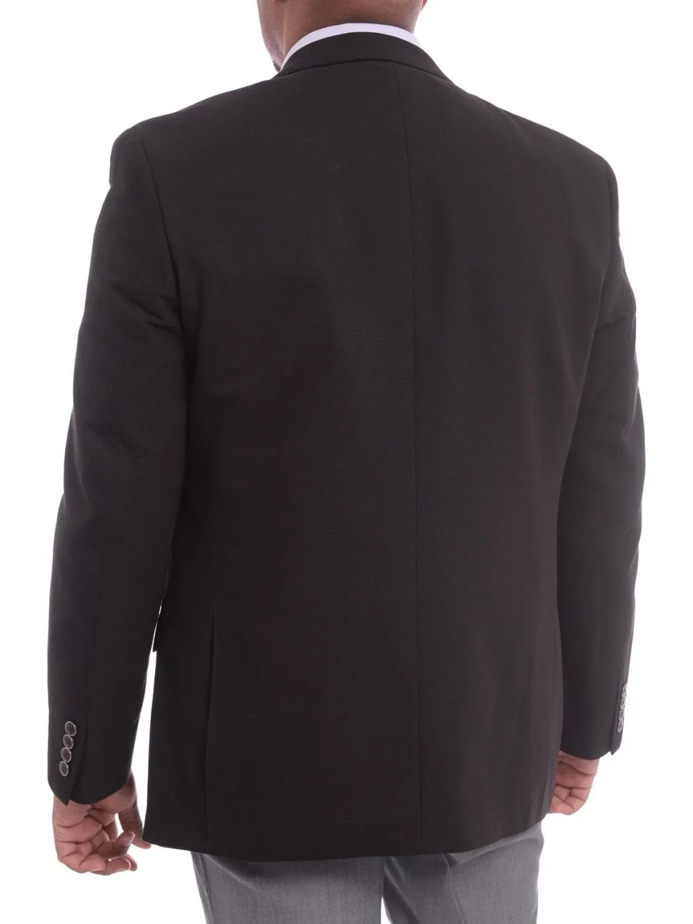 Caravelli Classic Fit Solid Black Hopsack Weave Stretch Blazer Sportcoat
