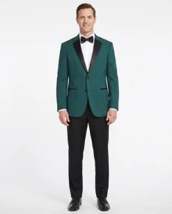 Caravelli Emerald Green Slim Fit Satin Notch Lapel 2-Button Tuxedo Suit