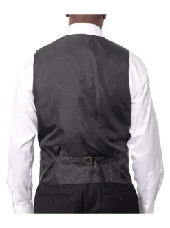 Caravelli Mens Black Pindot Slim Fit 3 Piece Tuxedo Suit With Satin Lapels