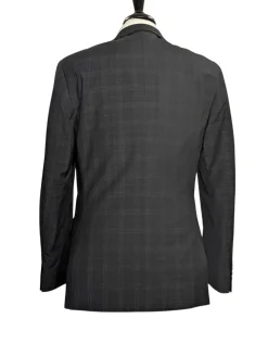 Caravelli Mens Black Plaid Slim Fit 2-Button Suit