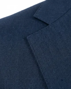 Cardeliano Mens Navy Blue Textured Half-Canvassed Slim Fit Notch Lapels 2 Button Wool Suit