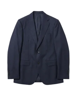 Cardeliano Navy Blue Textured Slim Fit Notch Lapel Wool 2-Button Suit