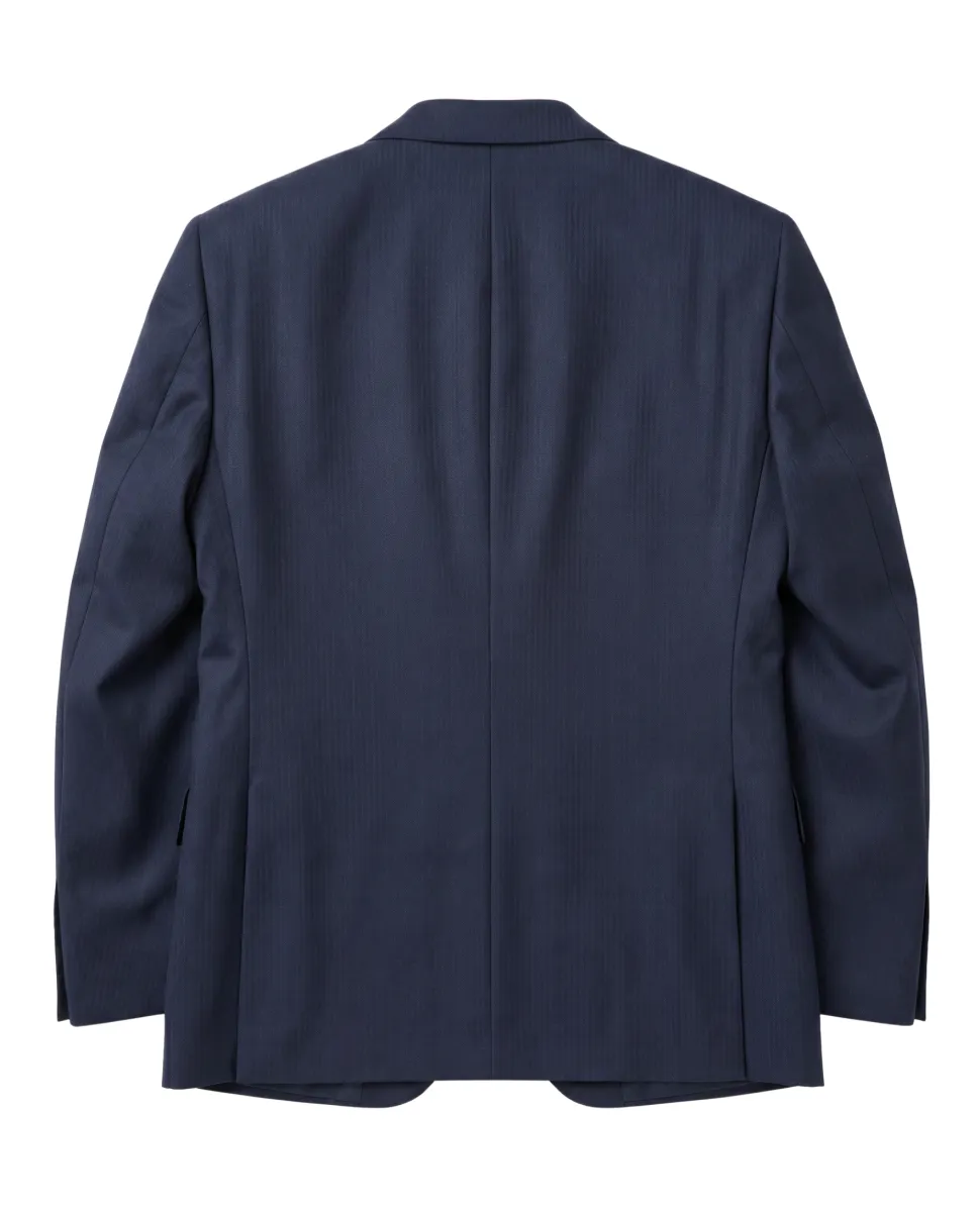 Cardeliano Navy Blue Textured Slim Fit Notch Lapel Wool 2-Button Suit