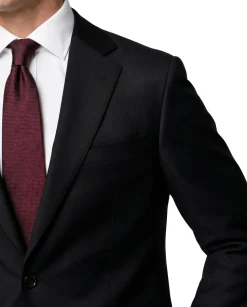 Cardeliano Solid Black Wool Cashmere Notch Lapel Slim Fit 2-Button Suit