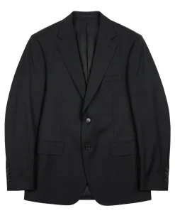 Cardeliano Solid Black Wool Cashmere Notch Lapel Slim Fit 2-Button Suit