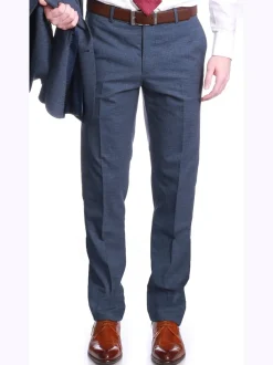 Carducci Mens Blue Mini Check Wool Blend Slim Fit Suit With Peak Lapels