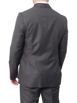 Carducci Mens Gray With Blue Windowpane 100% Wool Slim Fit Suit