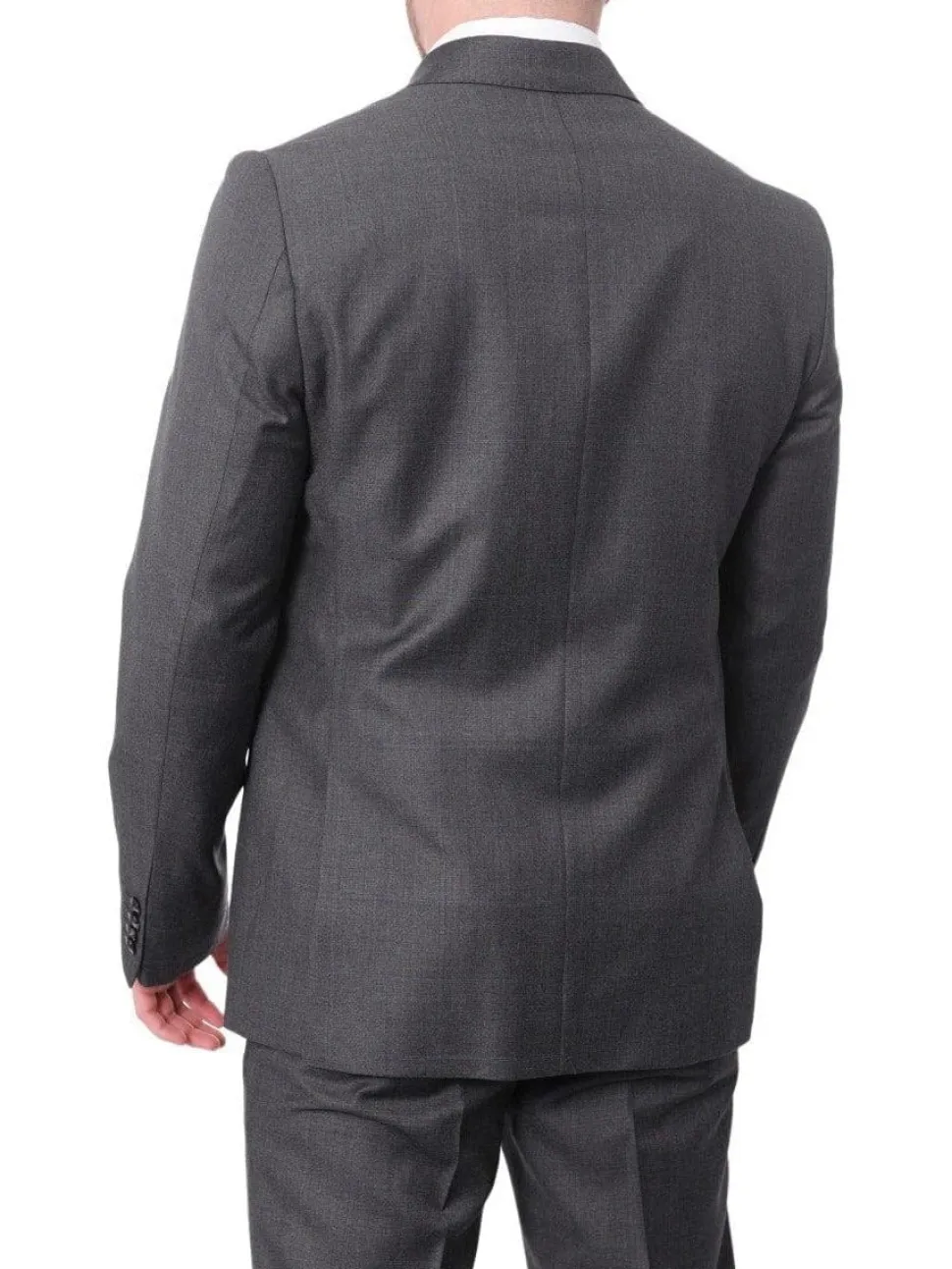 Carducci Mens Gray With Blue Windowpane 100% Wool Slim Fit Suit