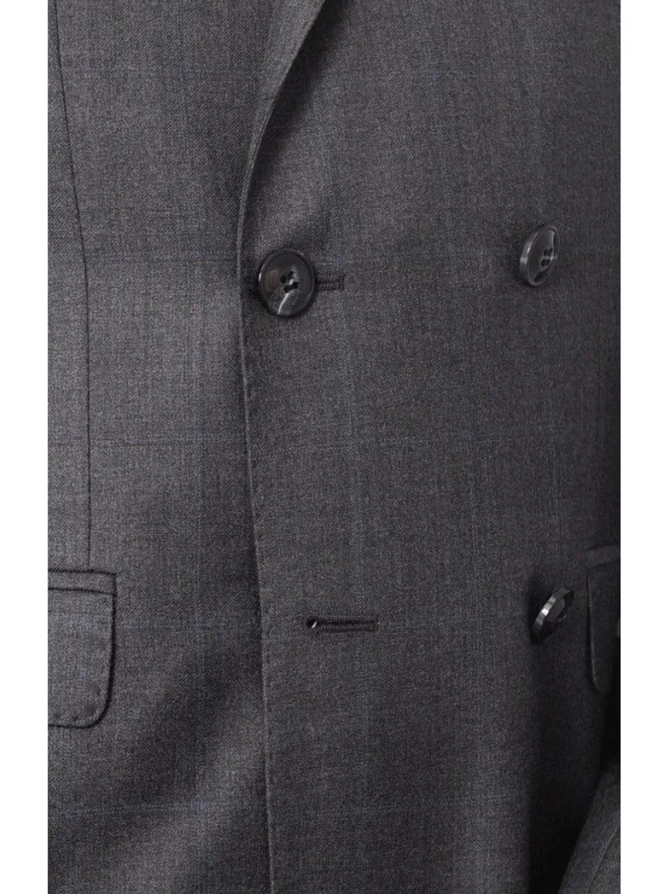 Carducci Mens Gray With Blue Windowpane 100% Wool Slim Fit Suit