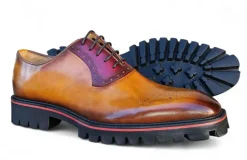 Carrucci Cognac Burgundy Hybrid Lug Sole Leather Oxford Shoes