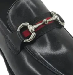Carrucci Men's Black Burnished Calfskin Horsebit Loafer Dress Shoes