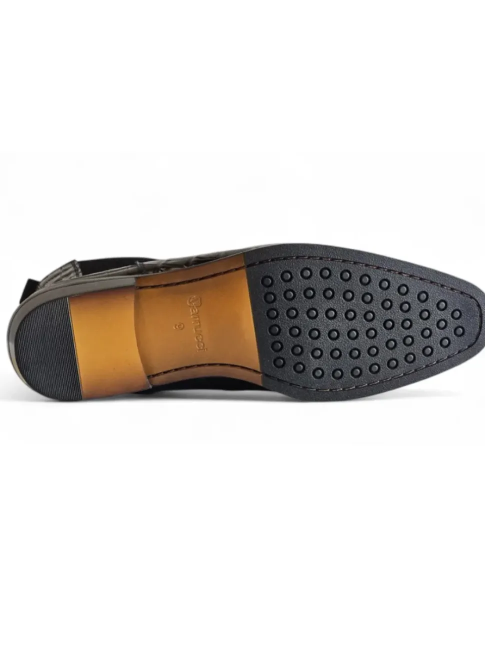 Carrucci Mens Black Crocodile Embossed Leather Chelsea Boots