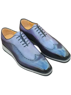 Carrucci Mens Black Grey Two Tone Lace-up Oxford Leather Dress Shoes