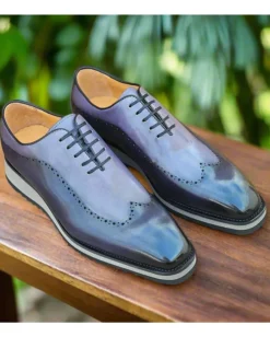 Carrucci Mens Black Grey Two Tone Lace-up Oxford Leather Dress Shoes