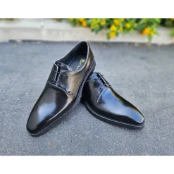 Carrucci Mens Black Lace-up Oxford Leather Dress Shoes With Lug Sole