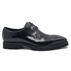 Carrucci Mens Black Lace-up Oxford Leather Dress Shoes With Lug Sole