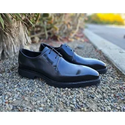 Carrucci Mens Black Lace-up Oxford Leather Dress Shoes With Lug Sole