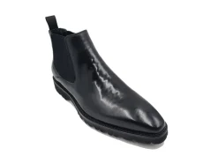 Carrucci Mens Black Slip On Chelsea Leather Dress Boots