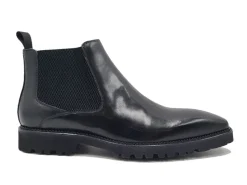 Carrucci Mens Black Slip On Chelsea Leather Dress Boots