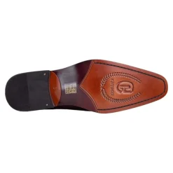 Carrucci Mens Brown Chestnut Whole Cut Oxford Leather Dress Shoes
