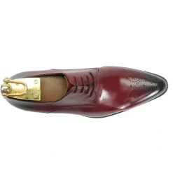 Carrucci Mens Burgundy Lace Up Oxford Leather Dress Shoes