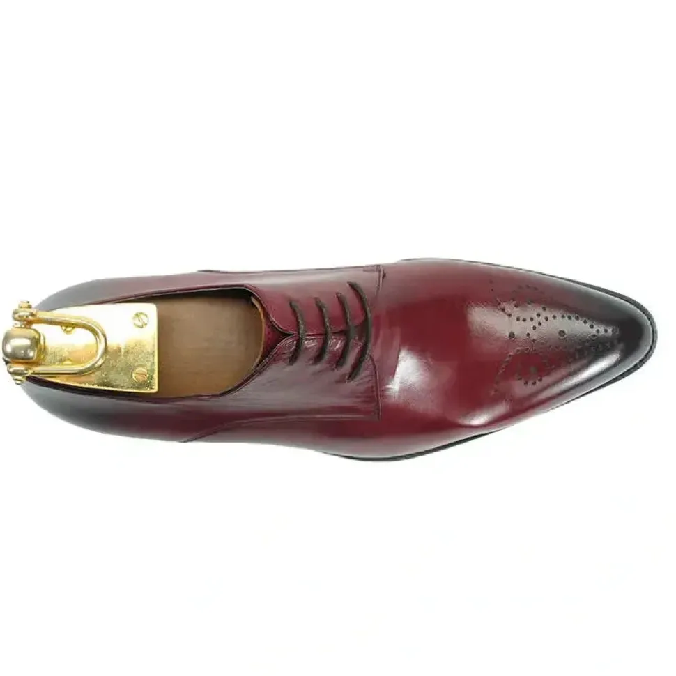 Carrucci Mens Burgundy Lace Up Oxford Leather Dress Shoes
