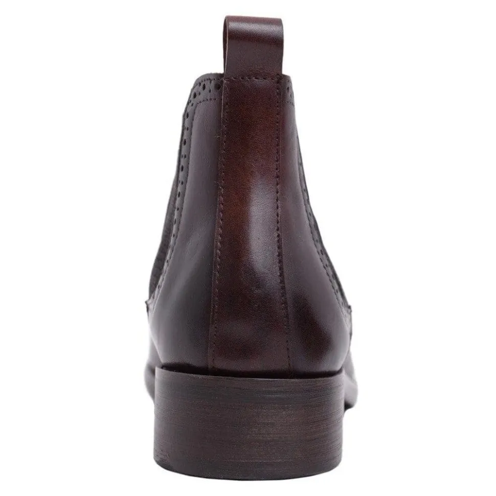 Carrucci Mens Chestnut Brown Slip-on Chelsea Leather Dress Boots