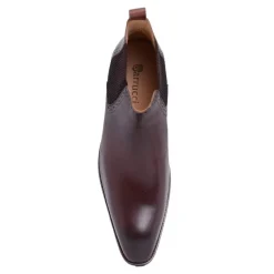 Carrucci Mens Chestnut Brown Slip-on Chelsea Leather Dress Boots