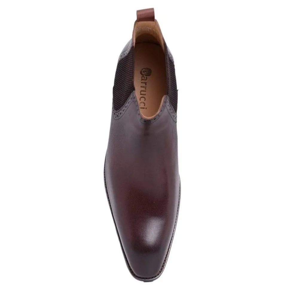 Carrucci Mens Chestnut Brown Slip-on Chelsea Leather Dress Boots