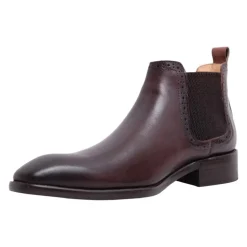Carrucci Mens Chestnut Brown Slip-on Chelsea Leather Dress Boots