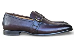Carrucci Men's Chestnut Calfskin Ring Strap Loafers