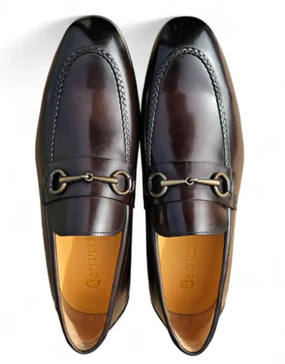 Carrucci Men’s Chestnut Full-Grain Leather Buckle Loafers