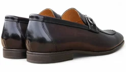 Carrucci Men’s Chestnut Full-Grain Leather Buckle Loafers