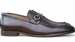 Carrucci Men’s Chestnut Full-Grain Leather Buckle Loafers