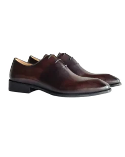 Carrucci Mens Chestnut Wholecut Oxford Leather Dress Shoes