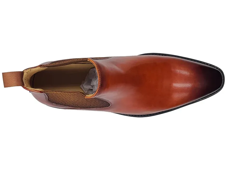 Carrucci Mens Cognac Brown Slip On Chelsea Leather Dress Boots