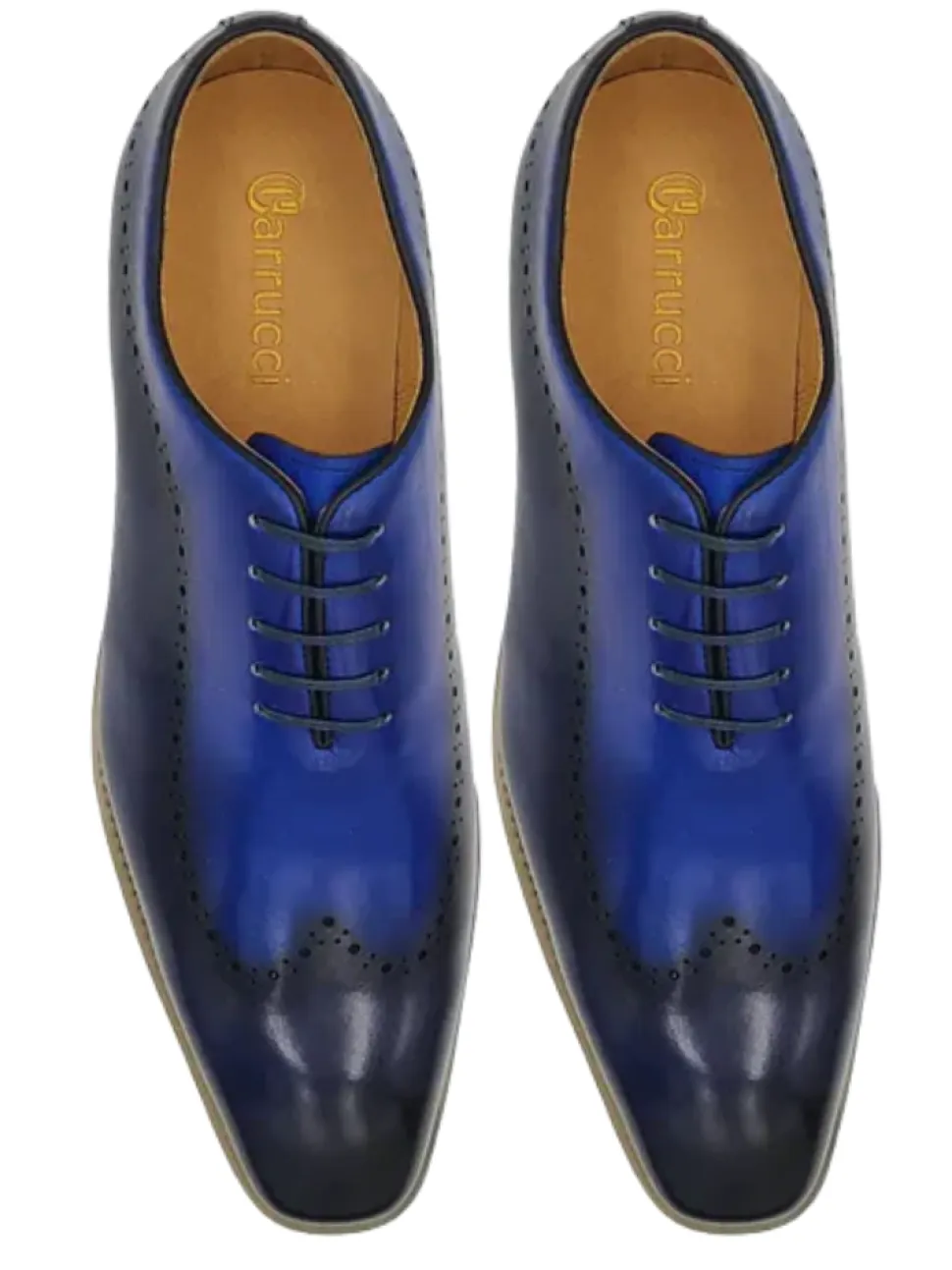 Carrucci Mens Dark Navy/Blue Two Tone Lace-up Oxford Leather Dress Shoes