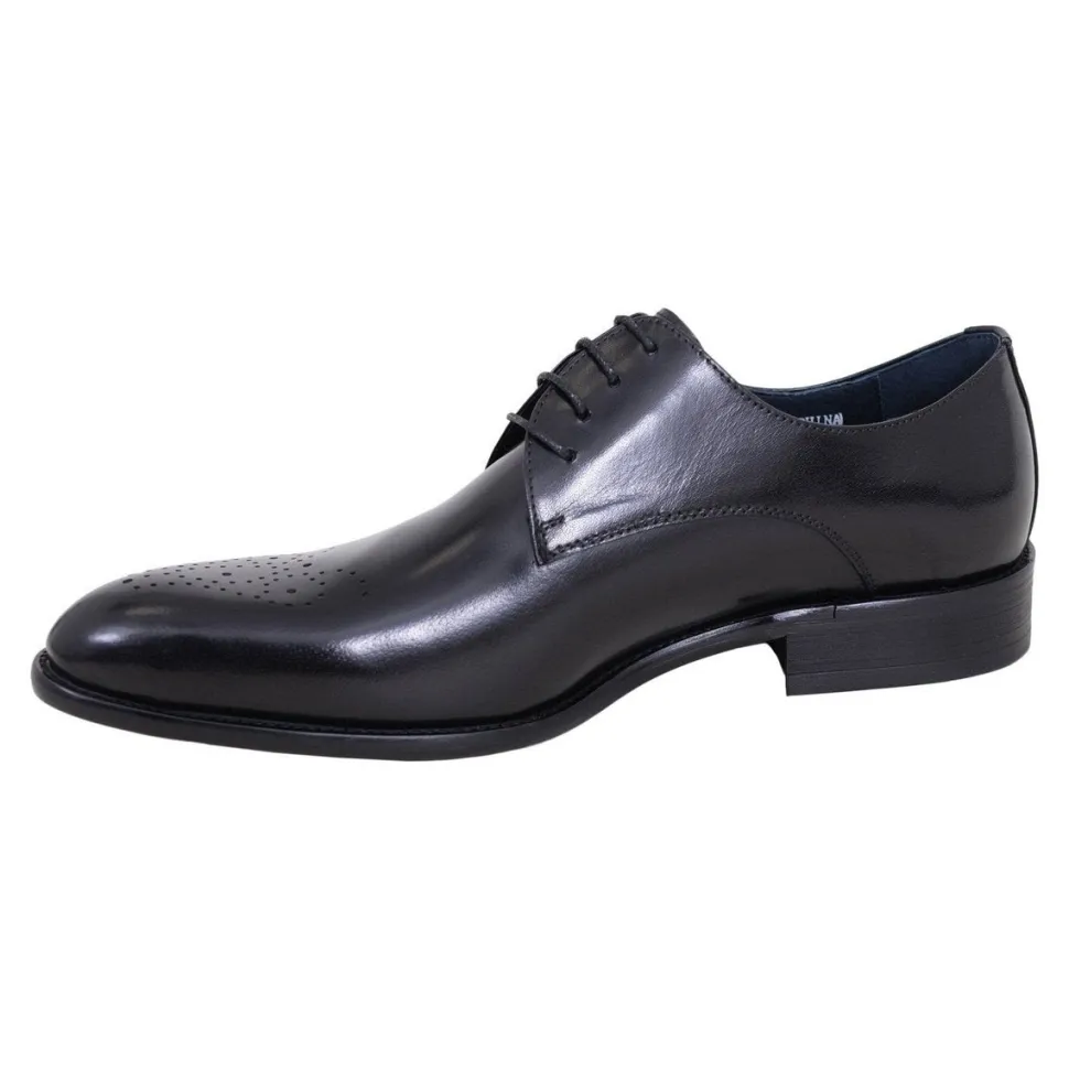 Carrucci Men's Genuine Leather Black Lace Up Oxford Brogues Dress Shoes