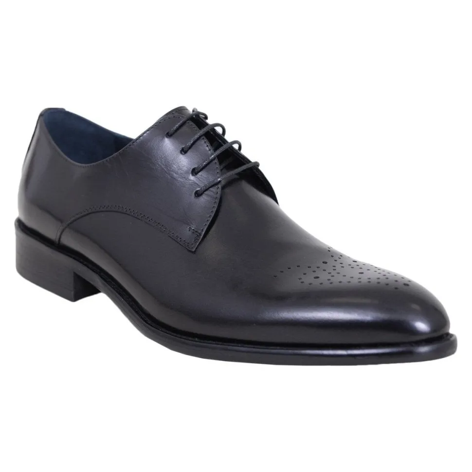 Carrucci Men's Genuine Leather Black Lace Up Oxford Brogues Dress Shoes